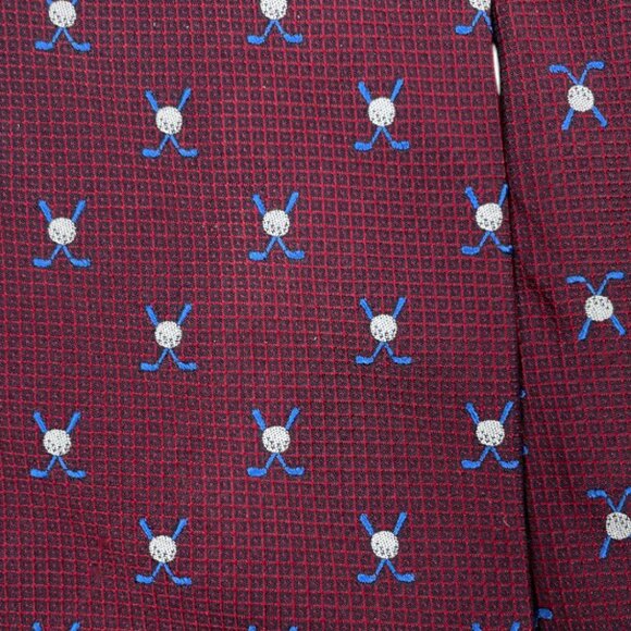 Tommy Hilfiger Silk Tie Burgundy Red Textured Golf Vintage - Picture 3 of 6